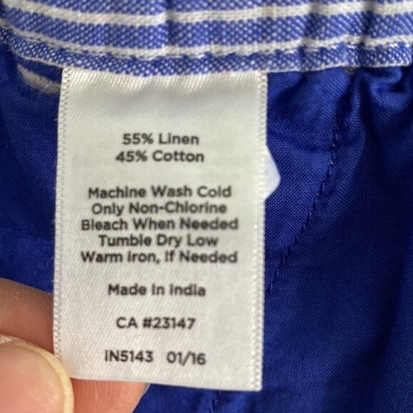 Talbots Easy Drawstring Stripe Pant Linen Cotton Coastal Loose Fit Comfy Airy - Picture 10 of 16